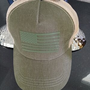 Olive Green and Tan Trucker Hat